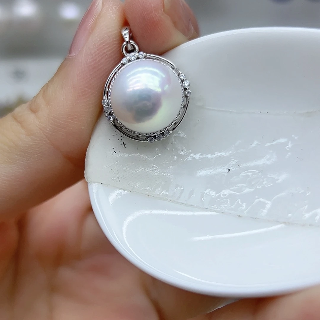 银S925镶嵌耳饰淡水珍珠