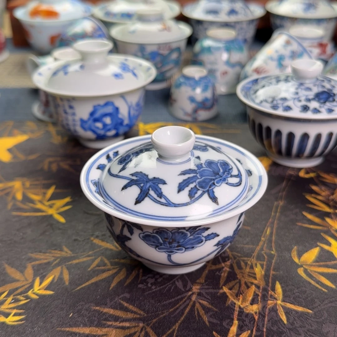 瓷片秋葵盖碗杯杯杯