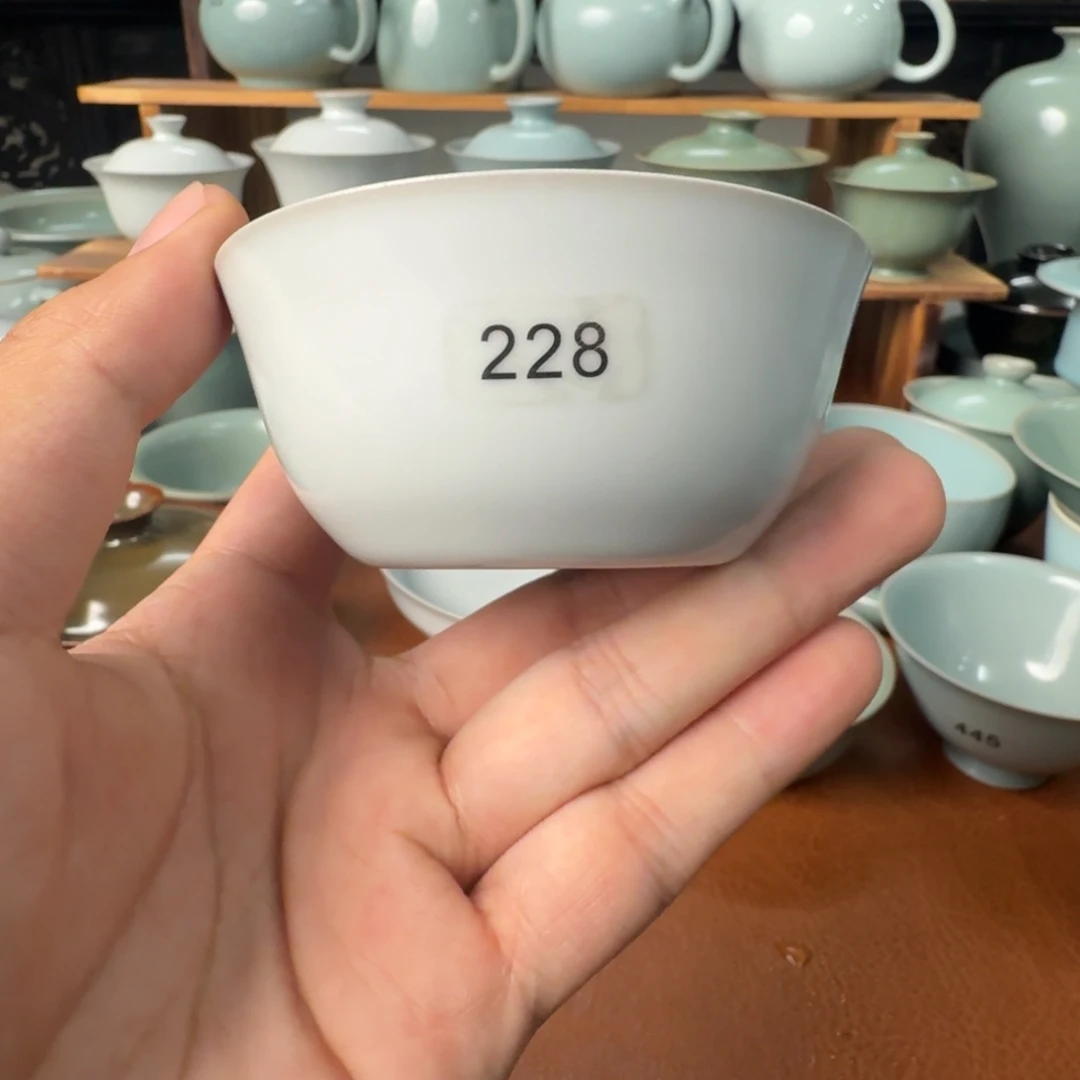 摆件陶一级仿古月白超薄胎鸡缸杯80cc不开片