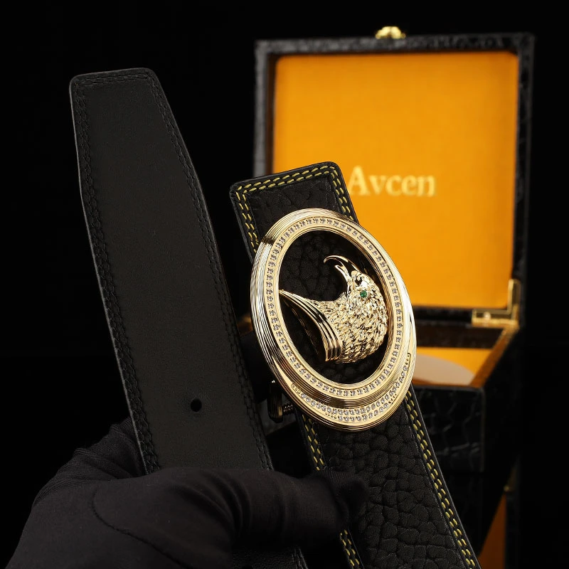 【总裁钢鹰头腰带】新款鹰头皮带牛皮腰带潮流男士皮带时尚休闲裤带