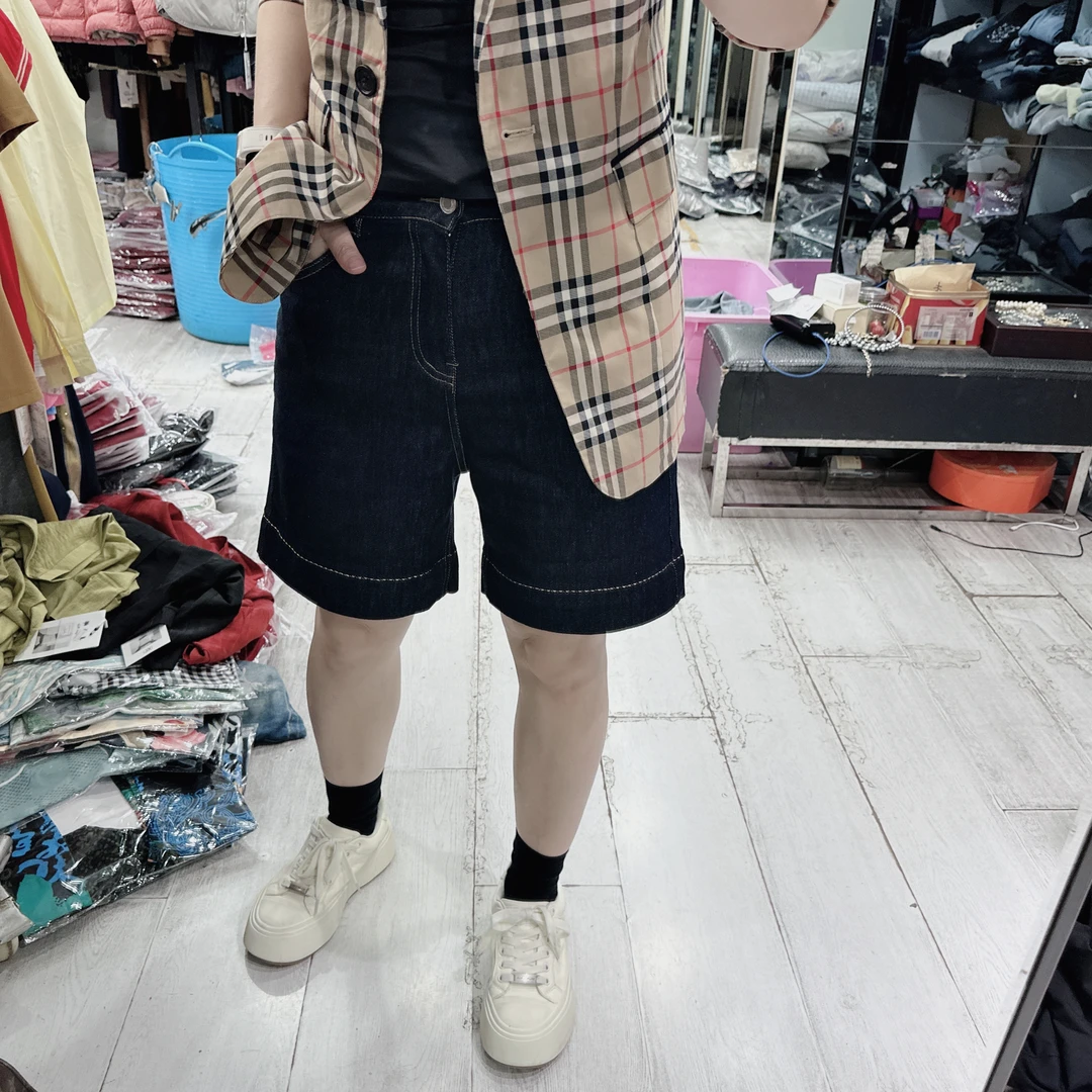 固洗深蓝弹力百搭牛仔西裤款短裤6251品