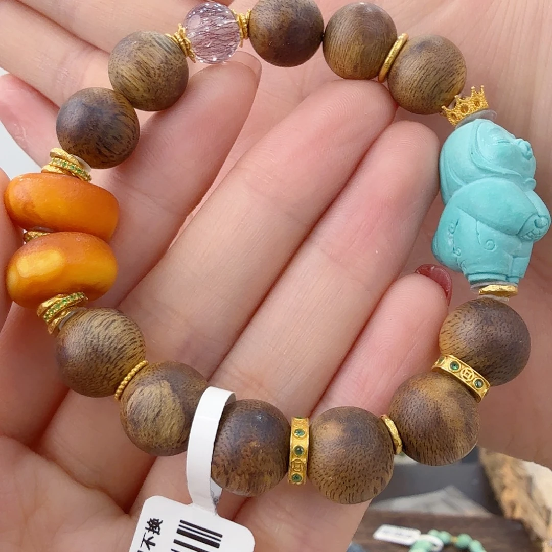 绿松石18K金镶嵌珠宝奇石