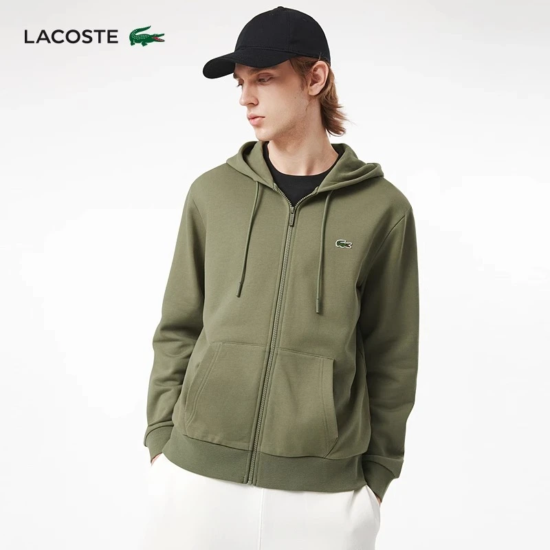 LACOSTE法国鳄鱼男装25春季新款纯色简约连帽拉链卫衣外套|SH9809