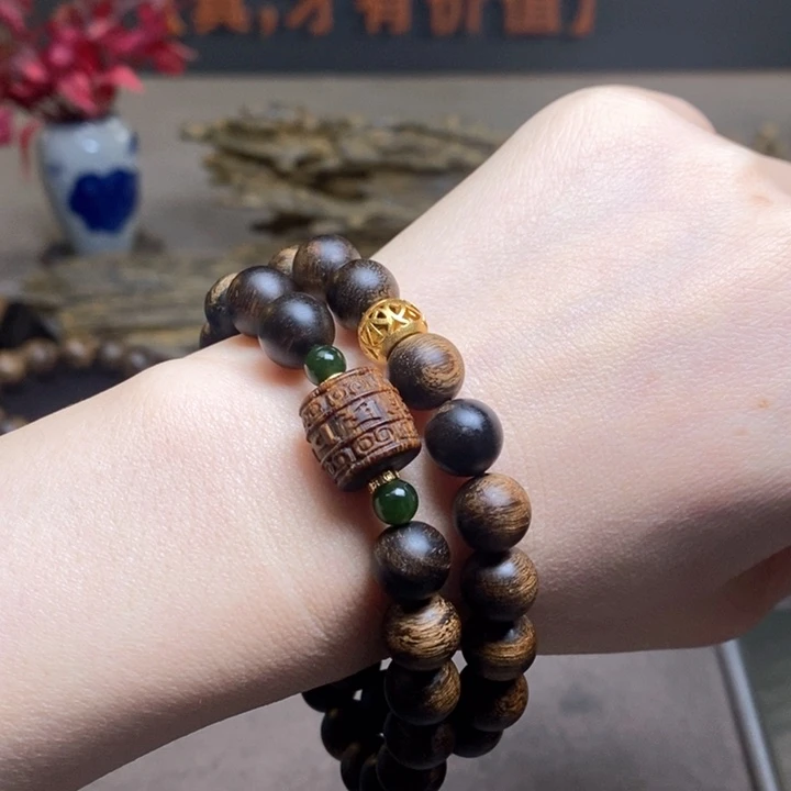 沉香手串越南富森红土瘤疤1.0设计➕芽庄白棋楠沉香木雕设计