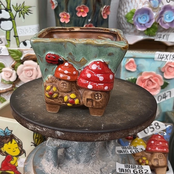 紫砂花盆粗陶材质多肉花盆