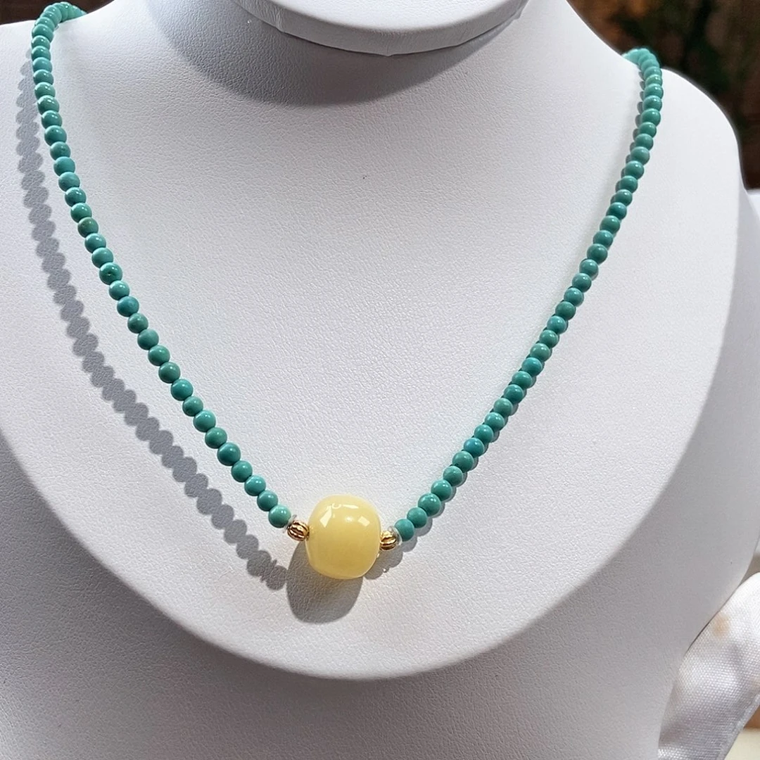 未镶嵌绿松石16小米锁骨链放漏卡3+