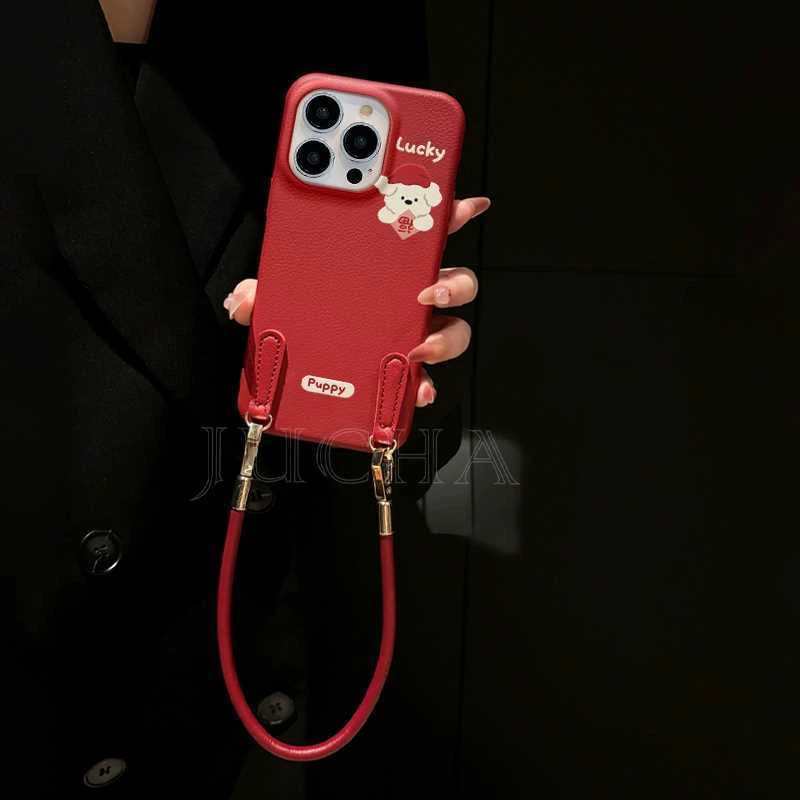 简约幸运小狗适用苹果16手机壳春节华为mate70pro新款华荣耀VIVO