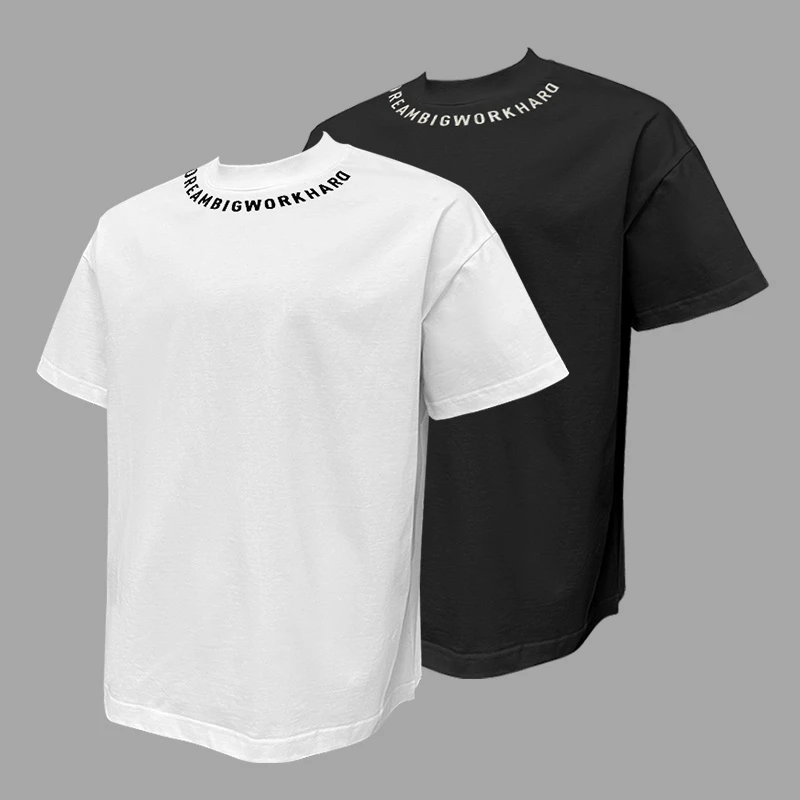 夏季字母刺绣短袖凉感立体剪裁半袖圆领休闲男士冰感潮流薄款T恤