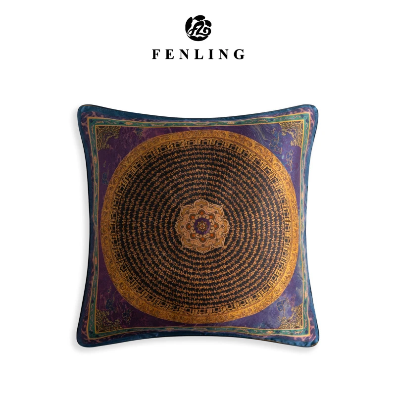 芬领-蓝紫守护-桑蚕丝30姆米香云纱定制52*52cm双面同色抱枕套T54