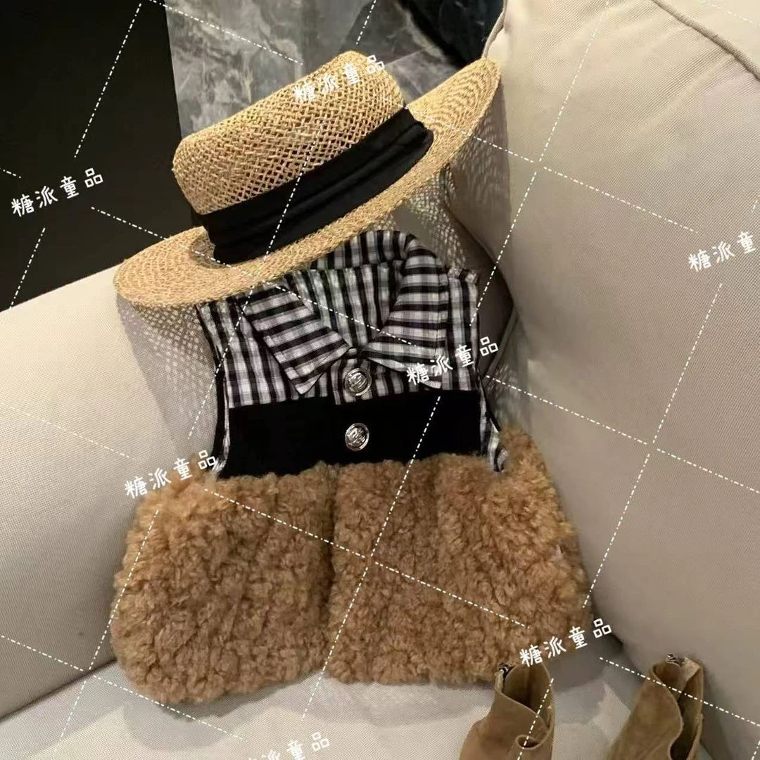 【CC女孩】6657高级感专柜系列拼接定制款羊羔马甲