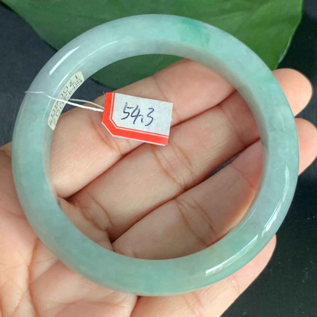 翡翠手镯54.3圈口天然翡翠A货水润手镯正圈正品翡翠手镯玉手镯女