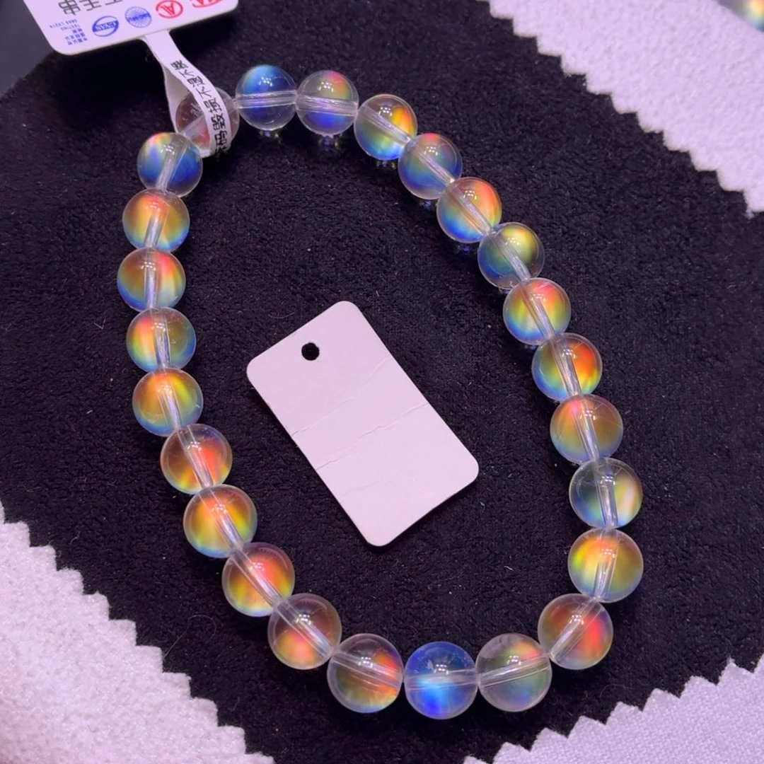 手串未镶嵌月光石收藏级马岛彩月戒面珠7.5mm