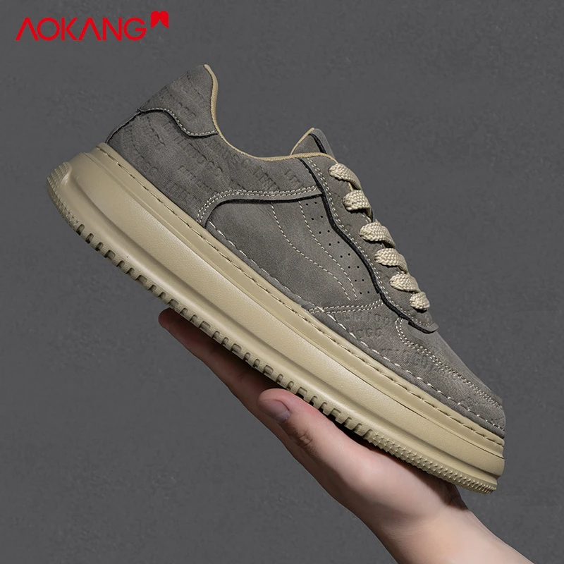 Aokang/奥康官方旗舰官网正品男鞋秋季板鞋轻奢鞋子增高工装潮鞋