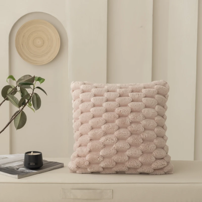 2025新款奶油风牛奶绒竹节抱枕