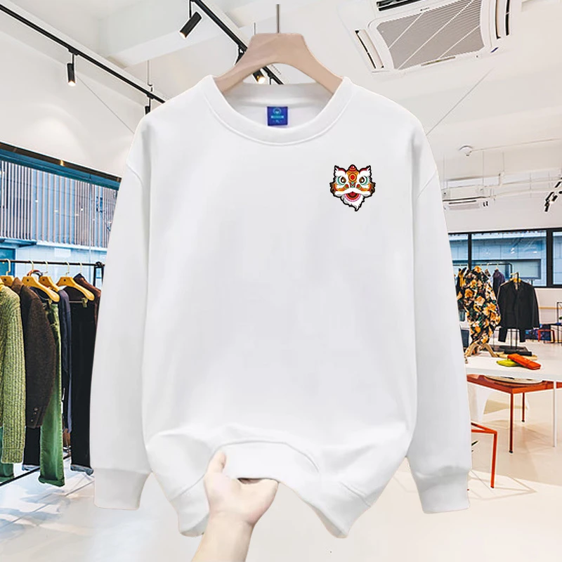 春秋新款情侣休闲百搭长袖潮流印花纯棉面料男女同款重磅面料卫衣