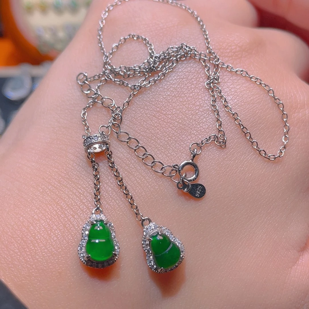 翡翠银S925镶嵌吊坠(不含链)