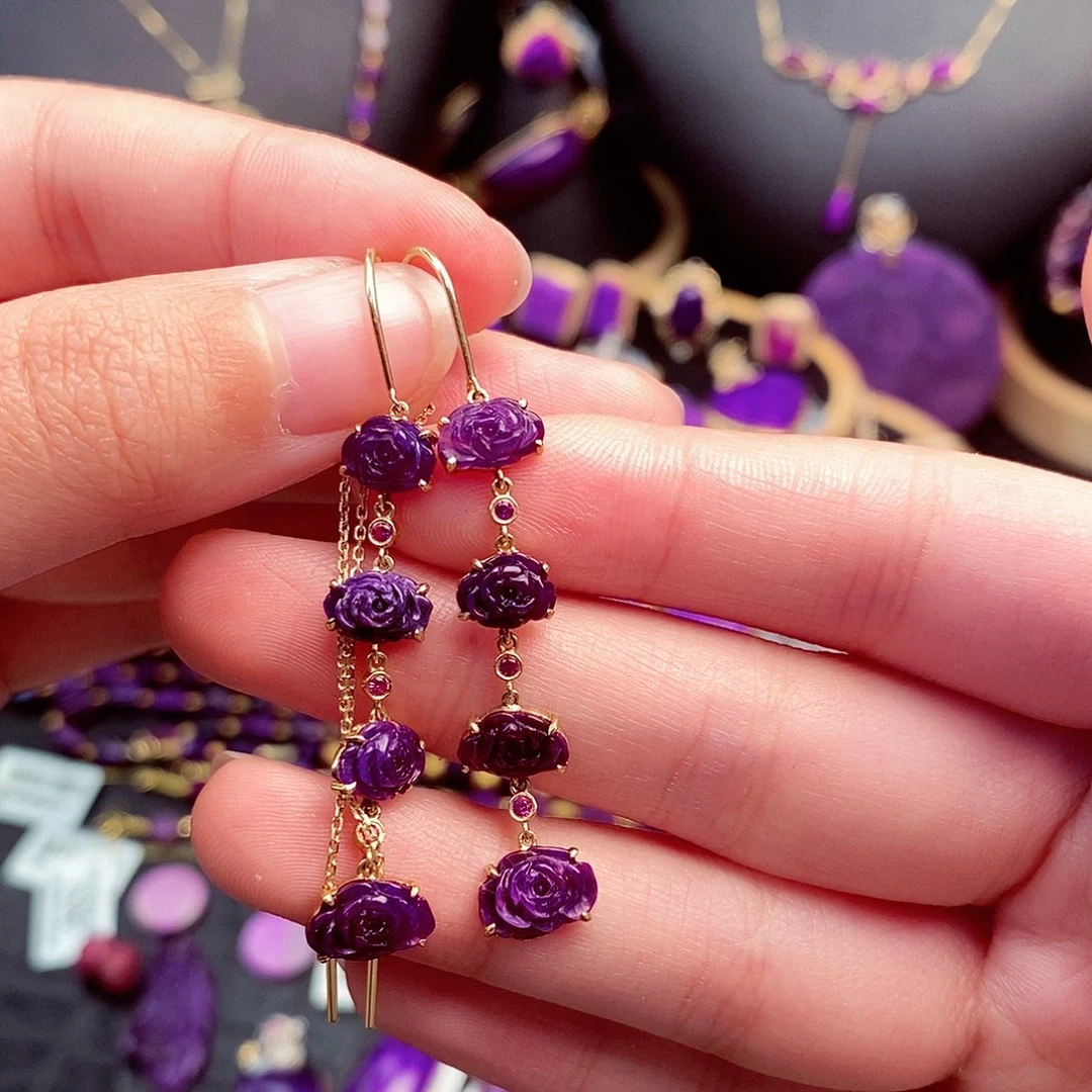 苏纪石（舒俱来）耳饰18K金镶嵌