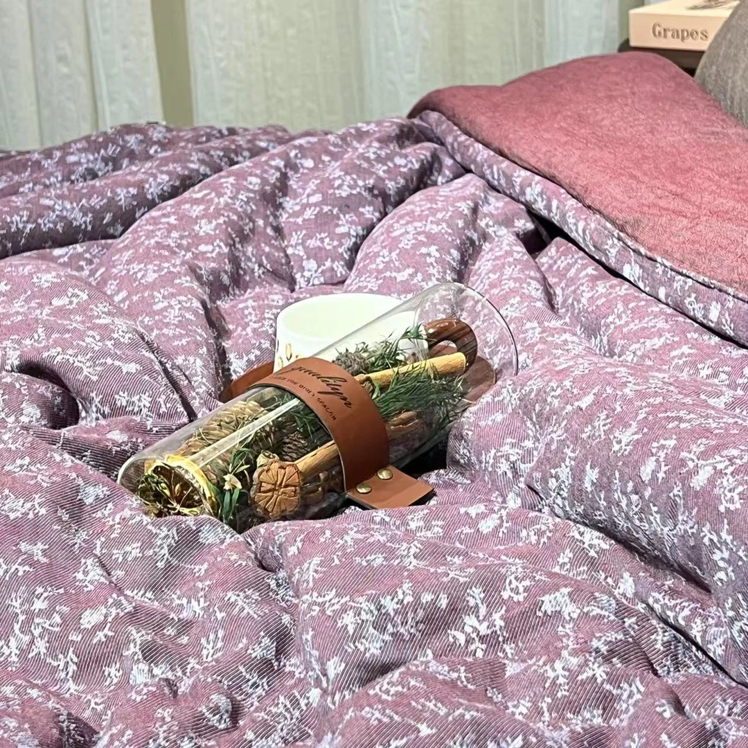 【秋恋-绛红四件套】简约轻奢控温清新系列床品双人