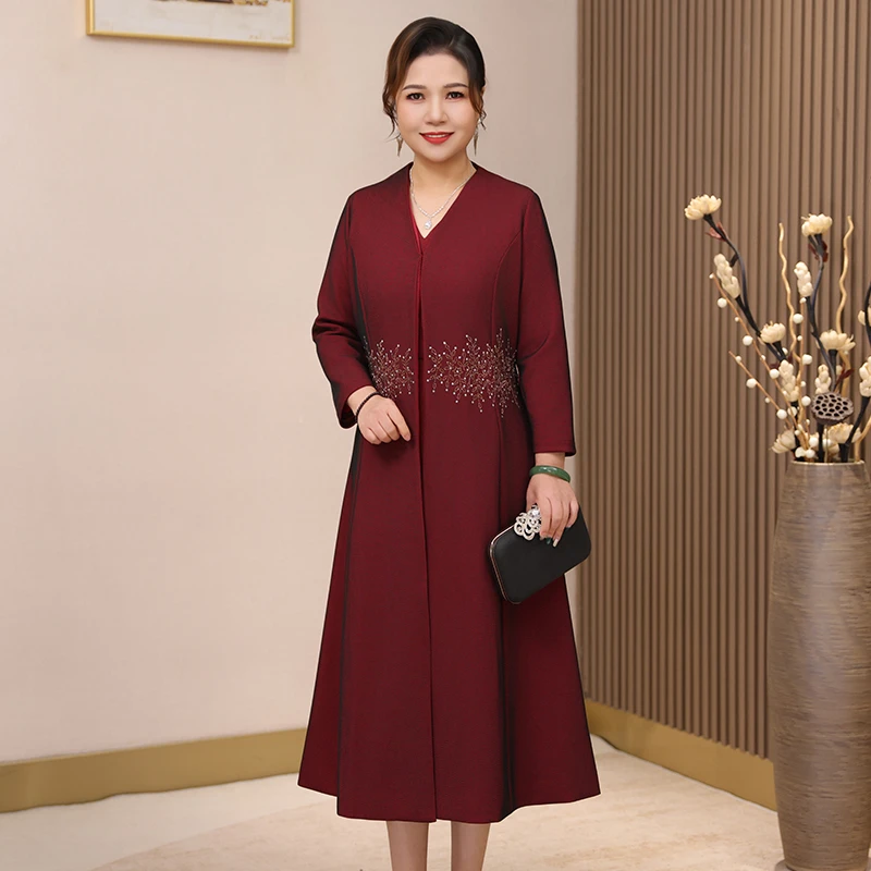 喜妈妈婚宴喜庆外套喜婆婆喜妈妈大码高贵订婚礼服红色喜服外套