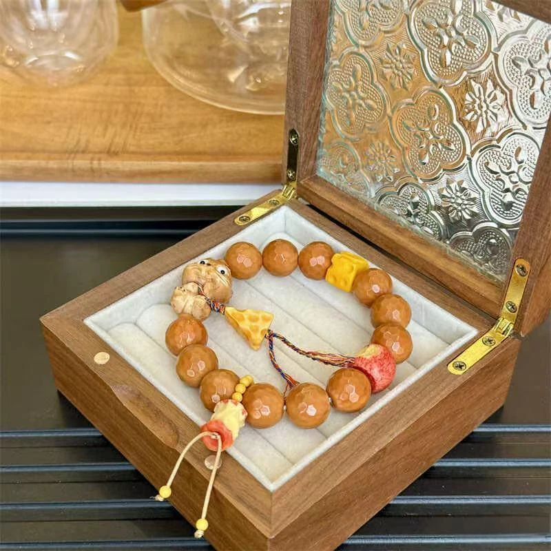 肥粥原创根付鹿角杰瑞配奶酪手串