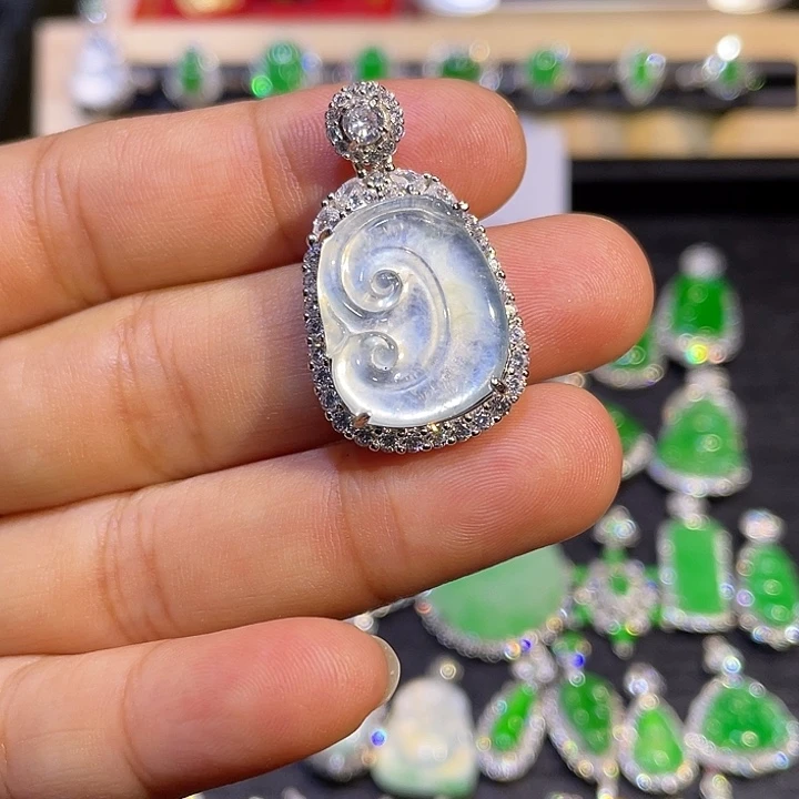 翡翠银S925镶嵌吊坠(不含链)