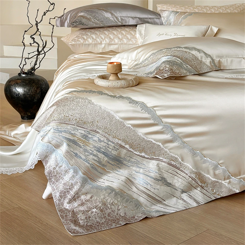 ML 2787 新款高精密色织全棉绣花设计款四件套 浮光跃金-金