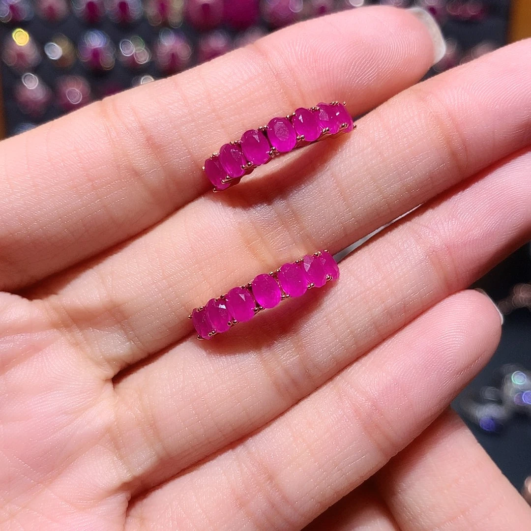 *****耳饰银S925镶嵌红宝石