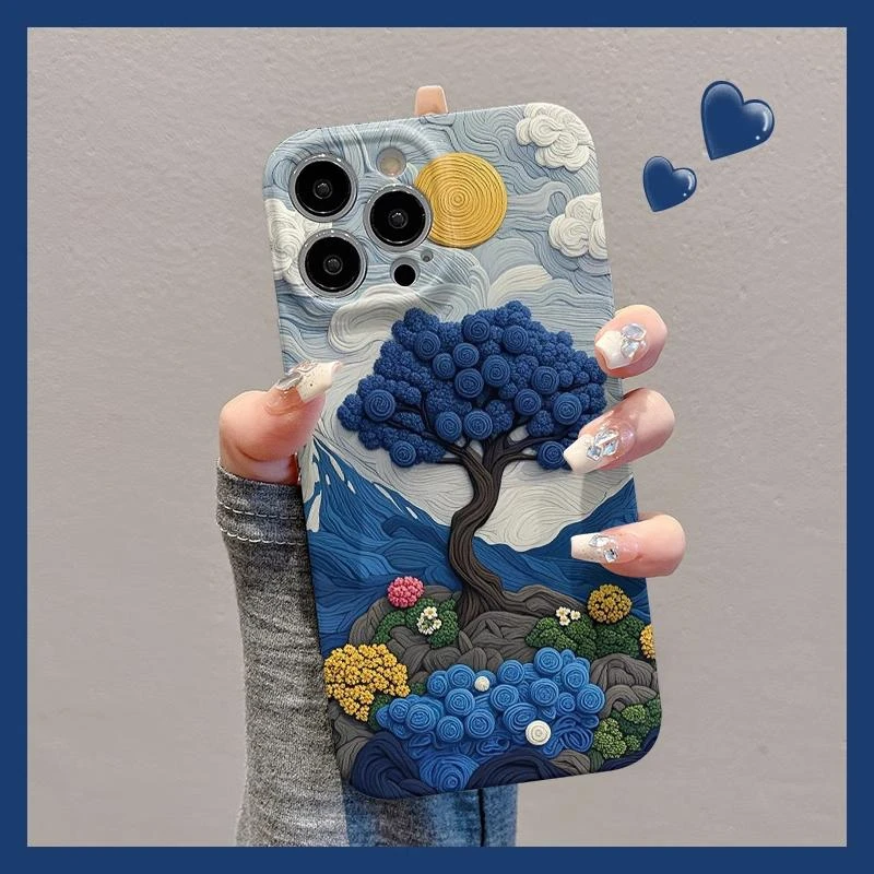 蓝玫瑰山川适用iphone161514菲林手机壳华为vivo小米oppo防摔保护