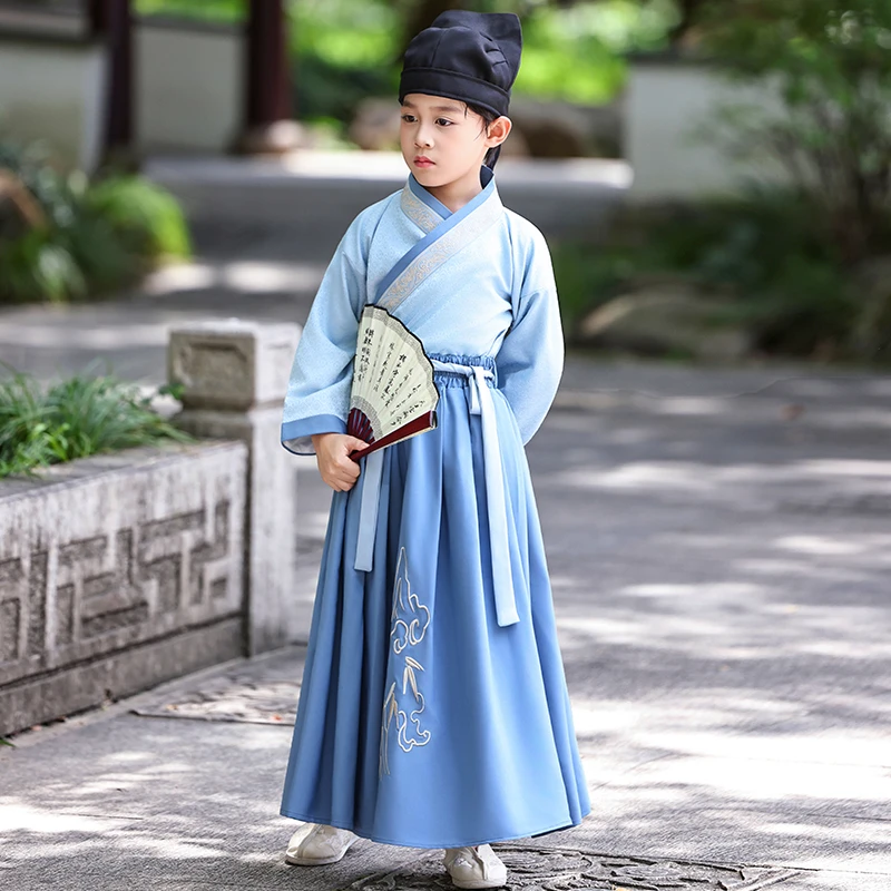 儿童国学服三字经汉服开学笔礼书童服男女童古装小学生朗诵演出服