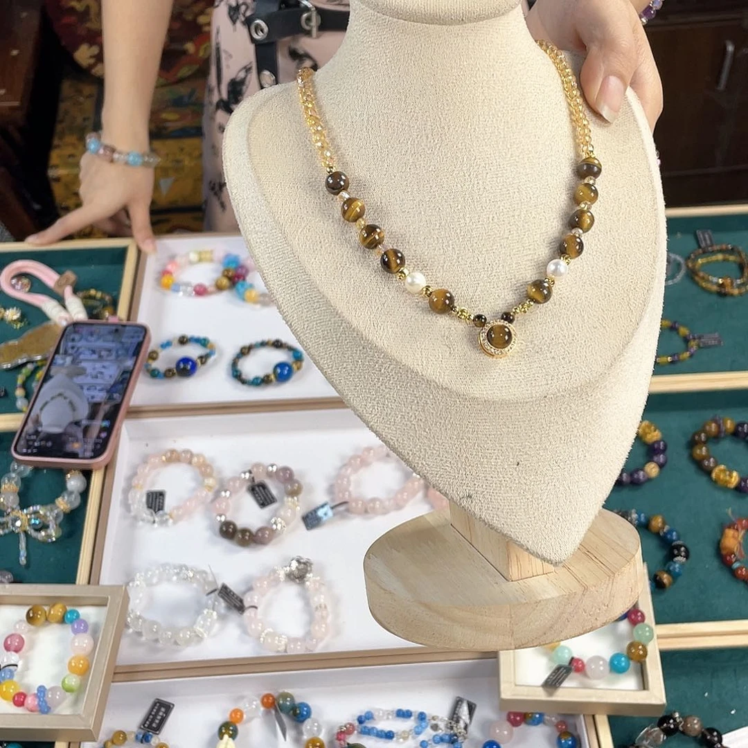 水晶手链银S925镀金镶嵌