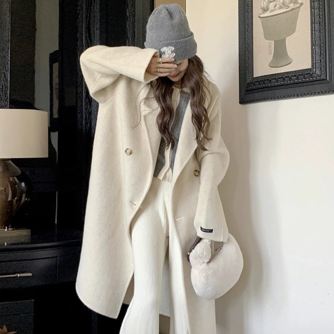 【海盐玫瑰】秋冬新款西装外套双面呢羊毛大衣韩版高级百搭毛呢大衣