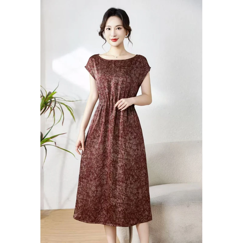 H003[锦悦]高端气质夏季时尚轻奢亲肤透气中长款连衣裙