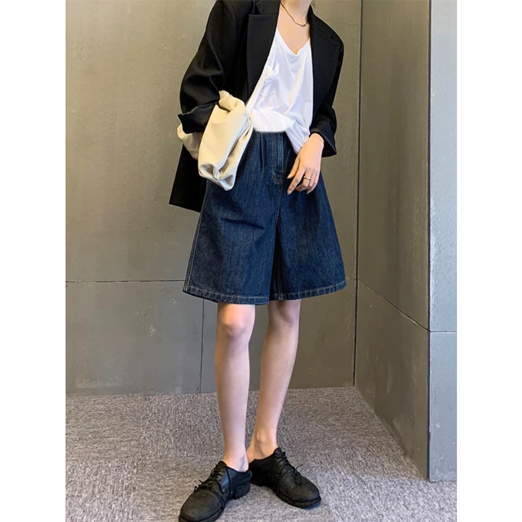 时尚孕妇夏季牛仔五分短裤夏季宽松阔腿裤牛仔裤孕妇宽松休闲裤