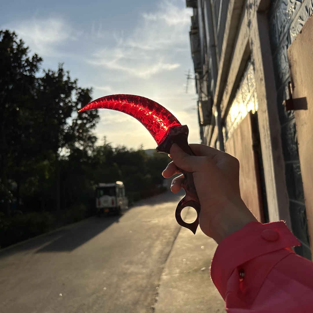 红色爪子刀纯手工打制石器csgo游戏武器摆件收藏手办