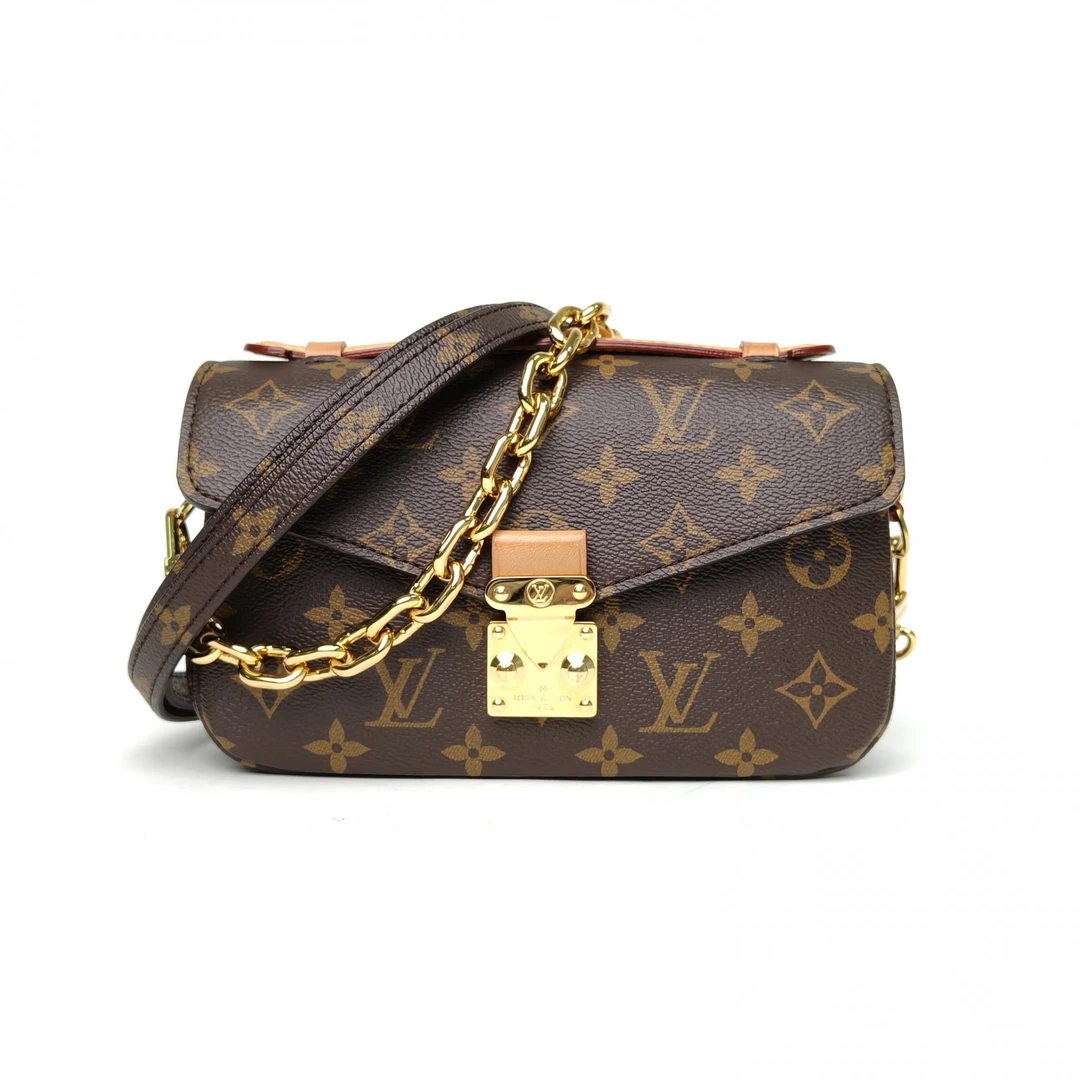 95新 LouisVuitton/路易威登 【黑黑】横版邮差包 老花 PVC 金扣