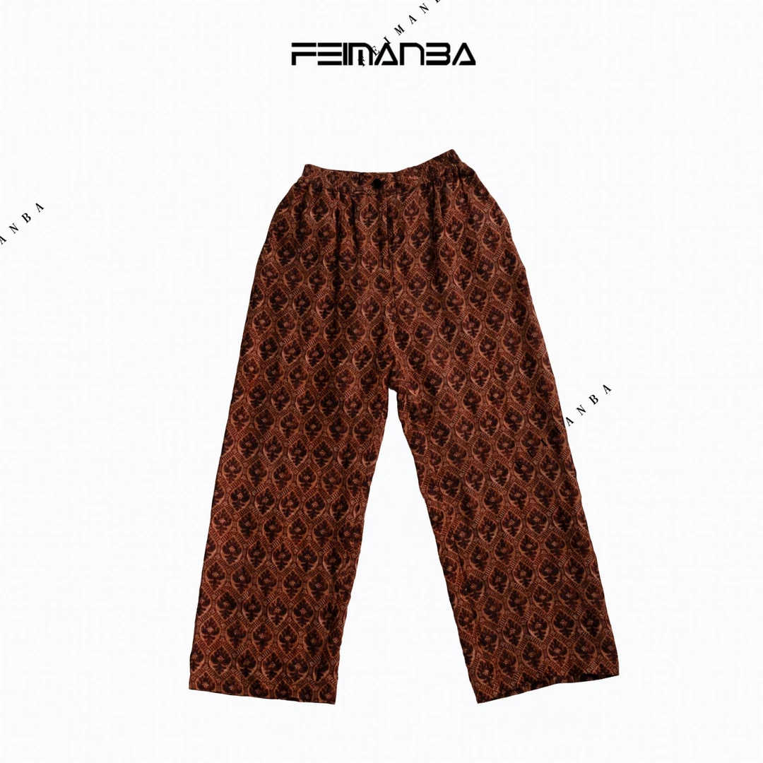 FEIMANBA 盾花直筒裤裤子女
