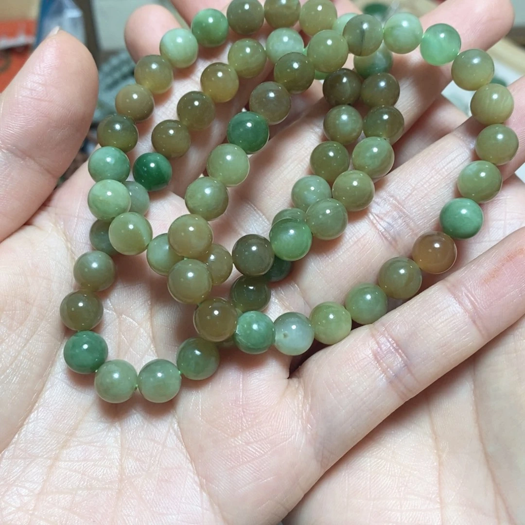 未镶嵌手串和田玉黑羊洞圆珠卡8mm