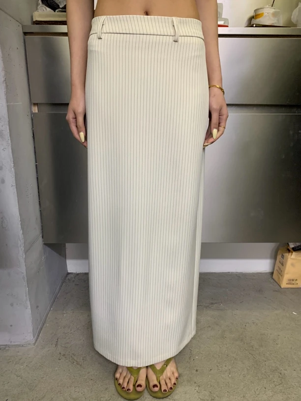 福 INS 88039# 竖条纹设计高腰半身裙