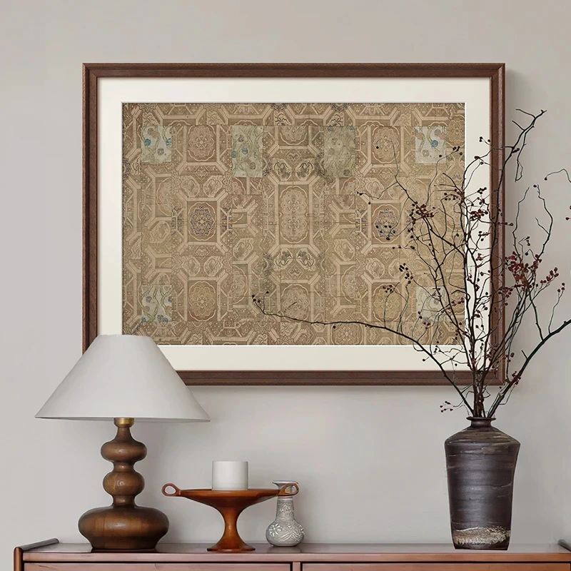 敦煌纹饰高级法式古风抽象客厅挂画玄关书房复古艺术装饰画餐厅