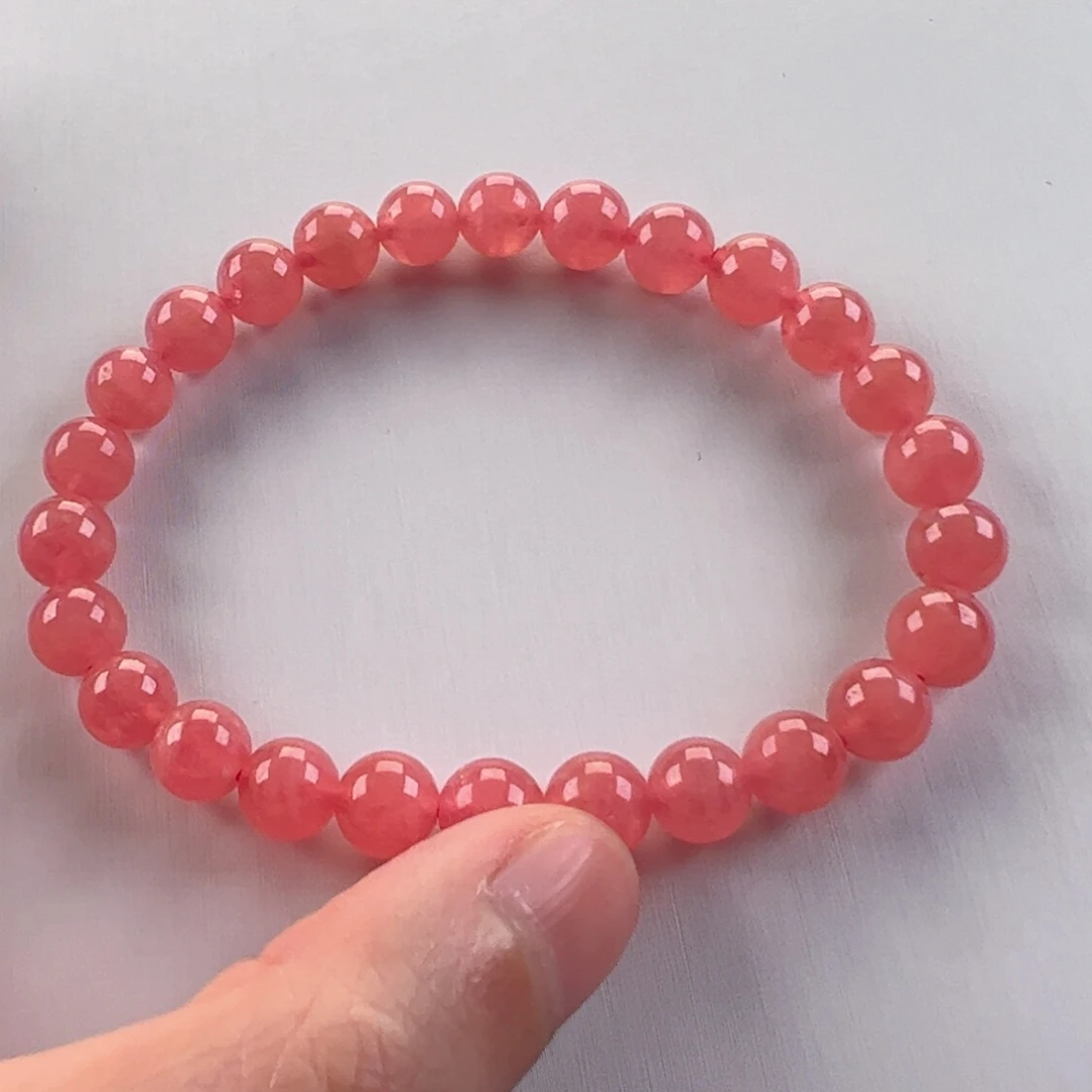 未镶嵌菱锰矿（红纹石）手串哆***?