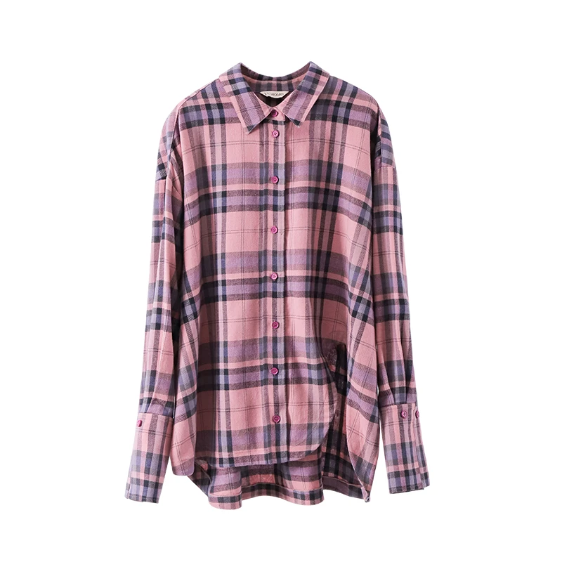 【幂式衬衫】春季法式高级感格纹衬衫女叠搭上衣 QC224010
