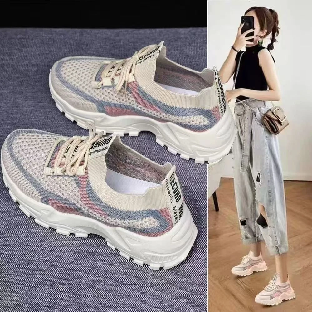 老爹鞋百搭时尚女士浅口休闲鞋网面鞋休闲风情侣单鞋圆头跑步鞋