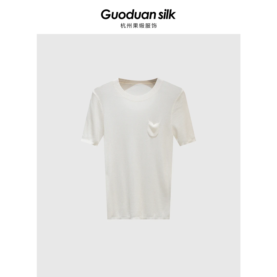 果缎新款气质短袖圆领针织衫纯色女 MJJ12-010