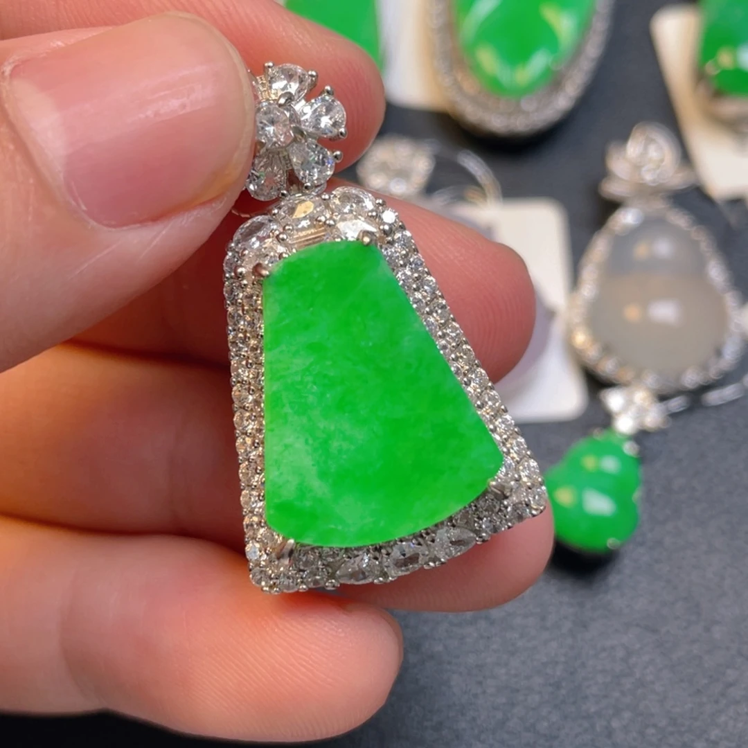 翡翠银S925镶嵌吊坠(不含链)