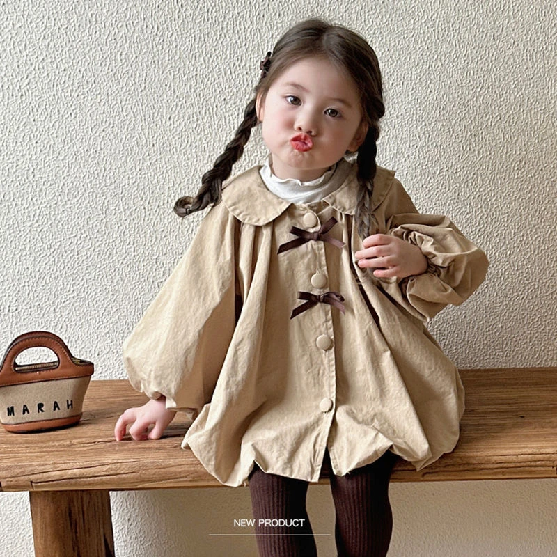 女童风衣外套2025韩版新款儿童宝宝洋气中长款上衣小孩可爱开衫