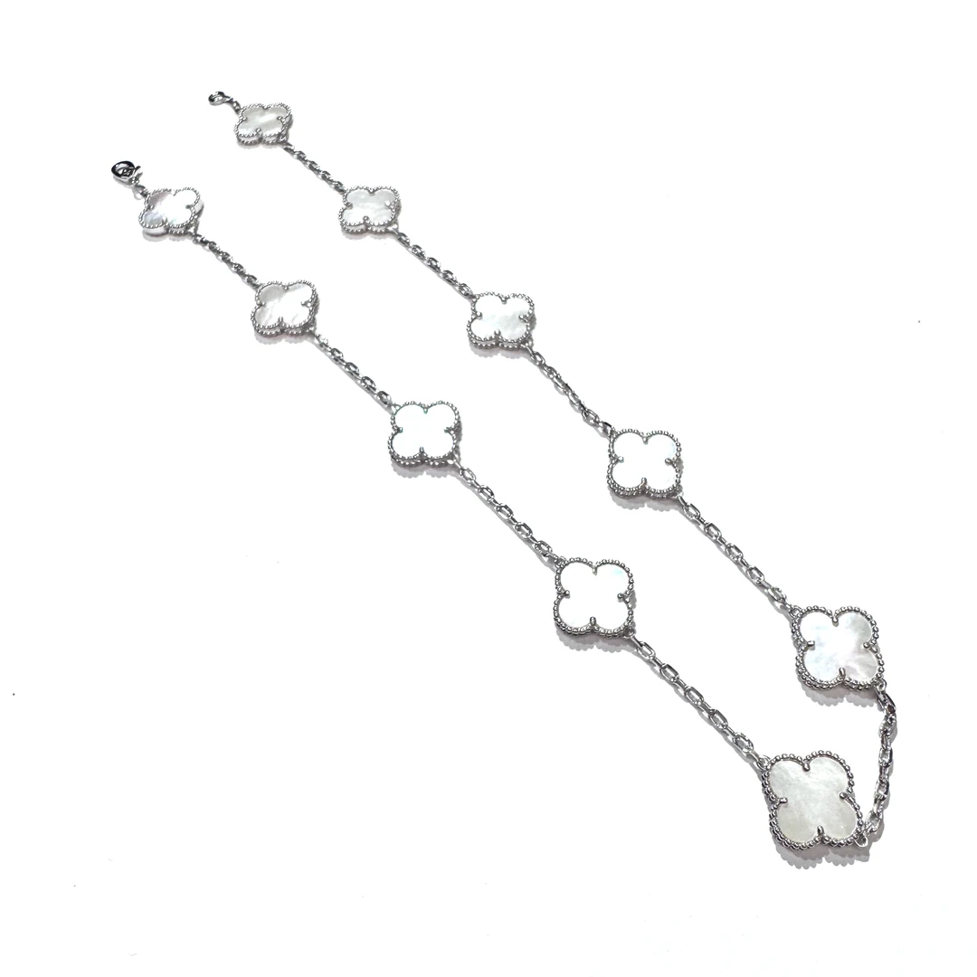 V金高定项链 四叶草十花项链