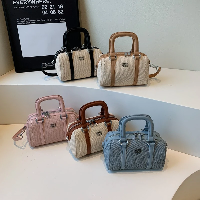 2025春夏新款波士顿高级感帆布手提单肩斜跨腋下女士包包