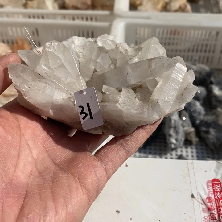 水晶水晶原石摆件银S925镶嵌糯*叽