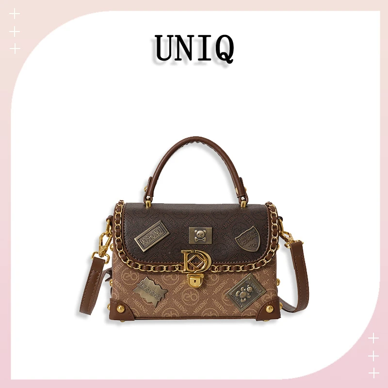 【时尚印花 复古小方包】新款法式高级质感流行单肩斜挎包-L1213