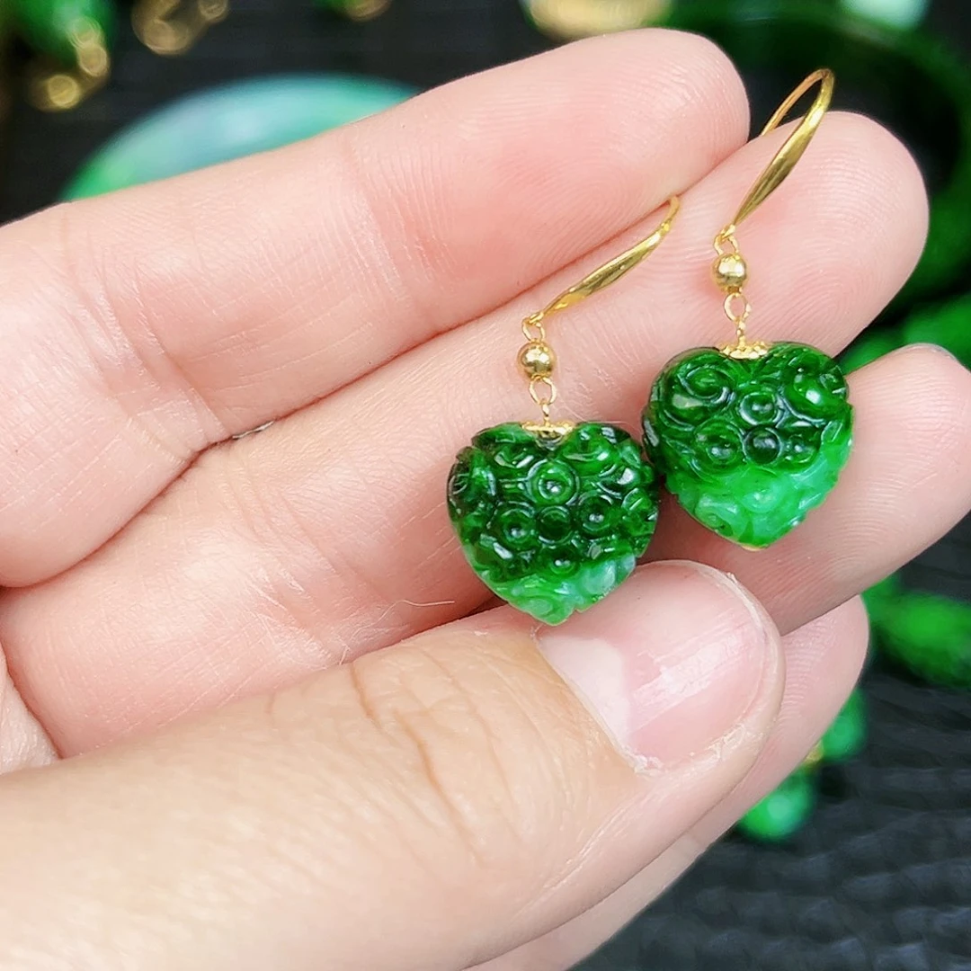 翡翠耳饰18K金镶嵌耳饰